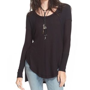 Free People Ventura Thermal Black Top Extra Small